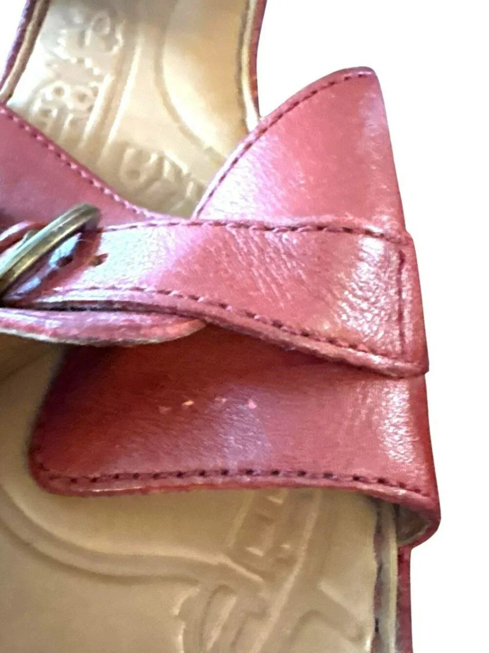 Born Red Leather Platform Wedge Sandals With Adjustable Straps & Buckle Accents